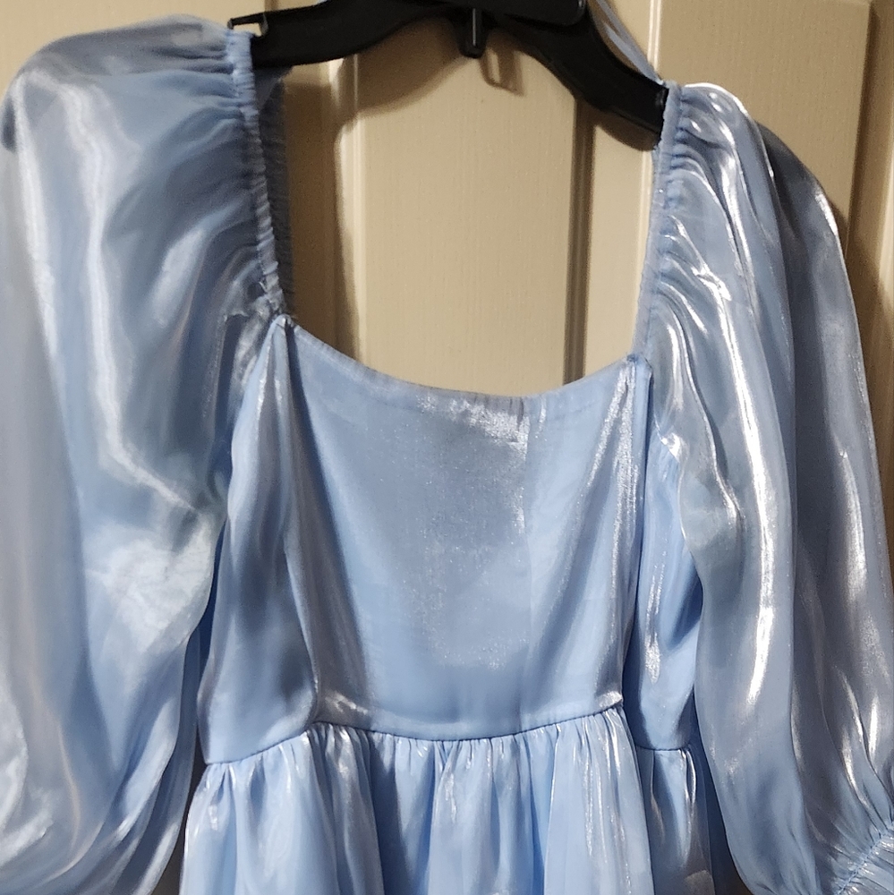 Entro Light Blue Smocked Dress